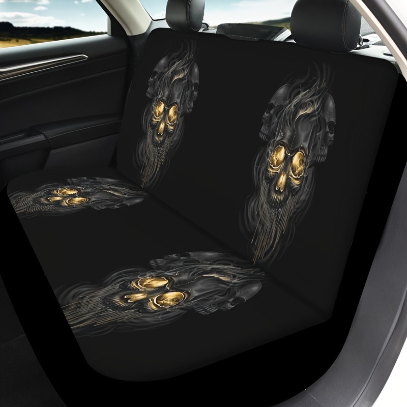 2/5 Seats Universal Black Background Printed Golden Skull - Temu