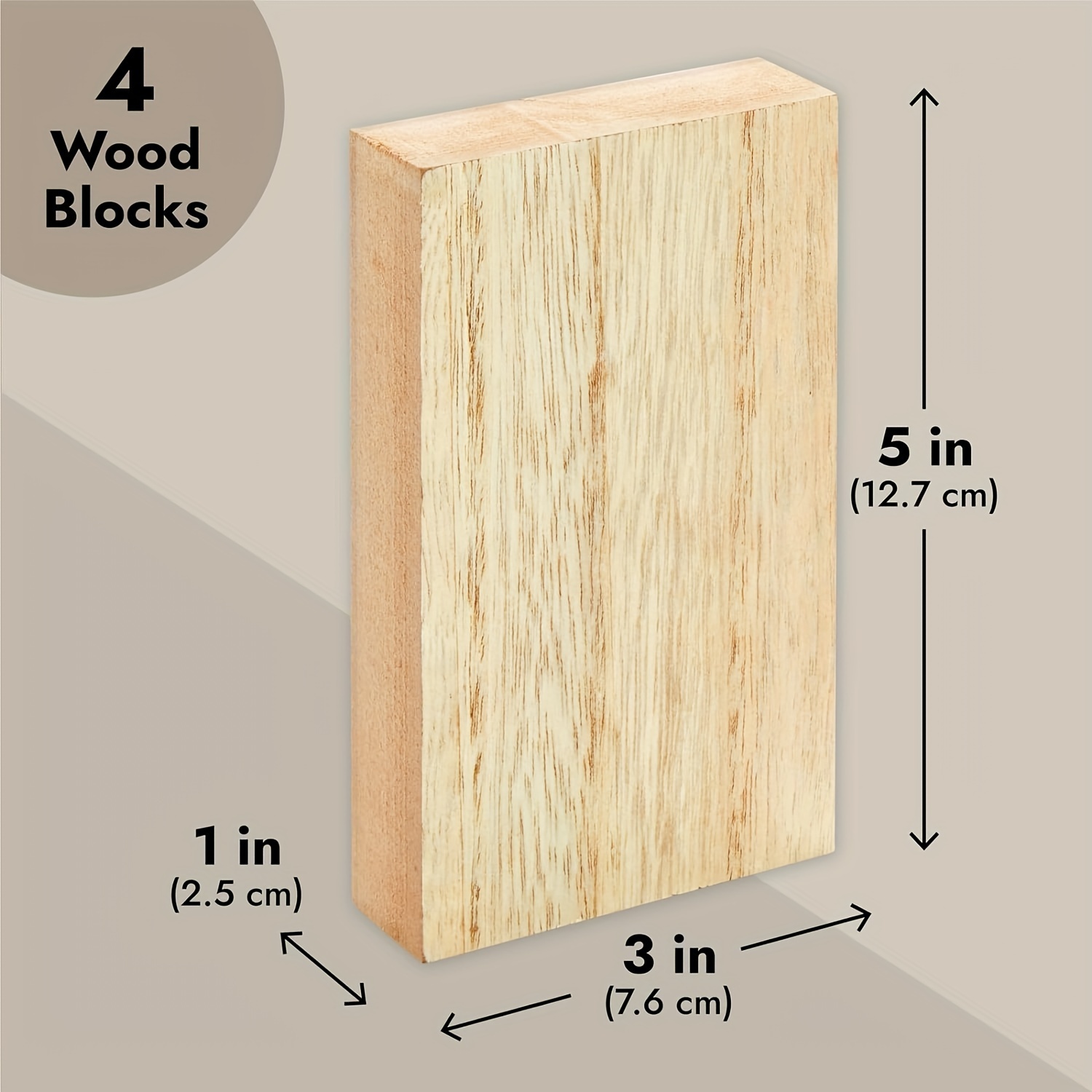 4 Pack Unfinished Wood Blocks for Crafting, MDF Wooden Squares 1 Thick,  5x5 In