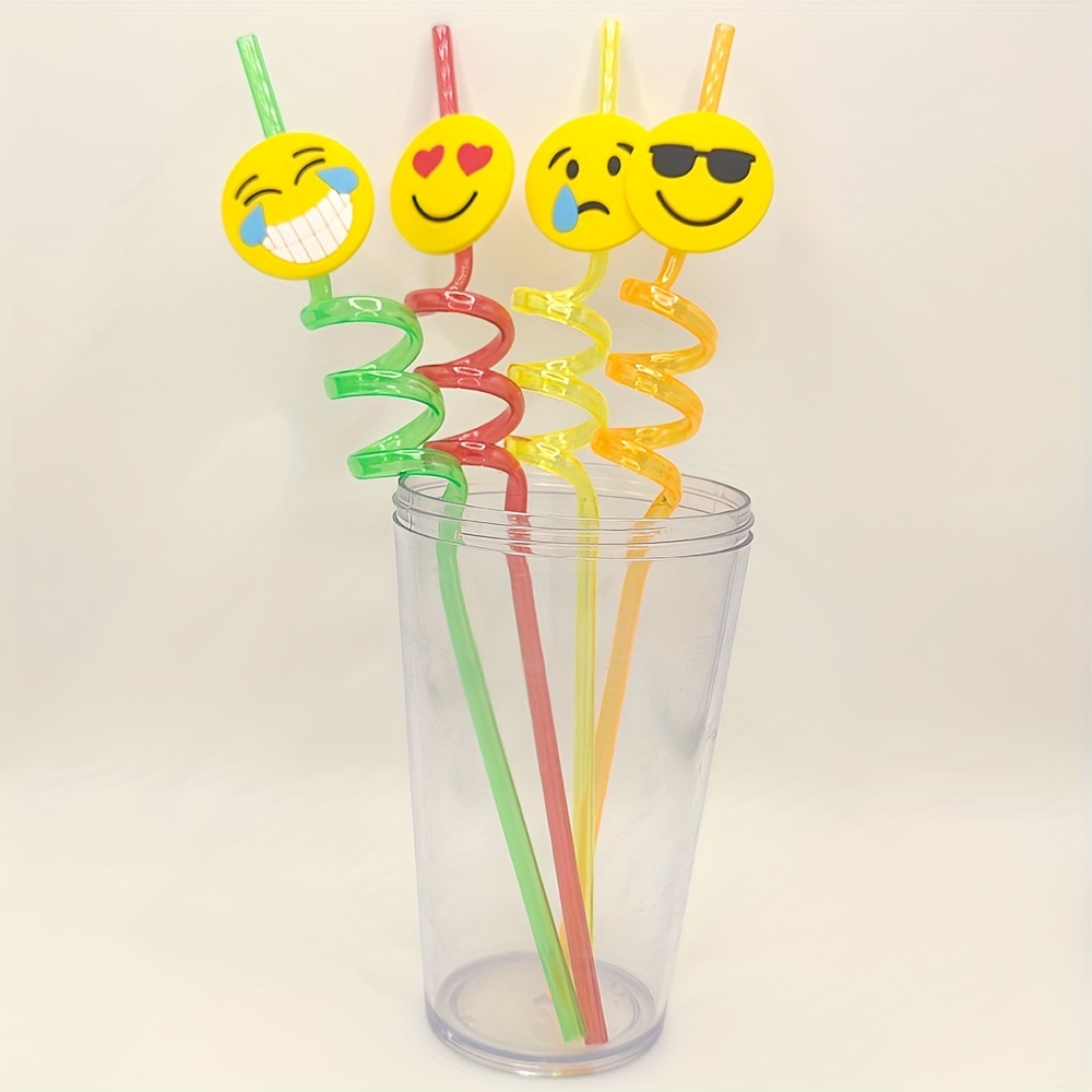 8pcs Unicorn Theme Spiral Plastic Drinking Straw Reusable Unicorn