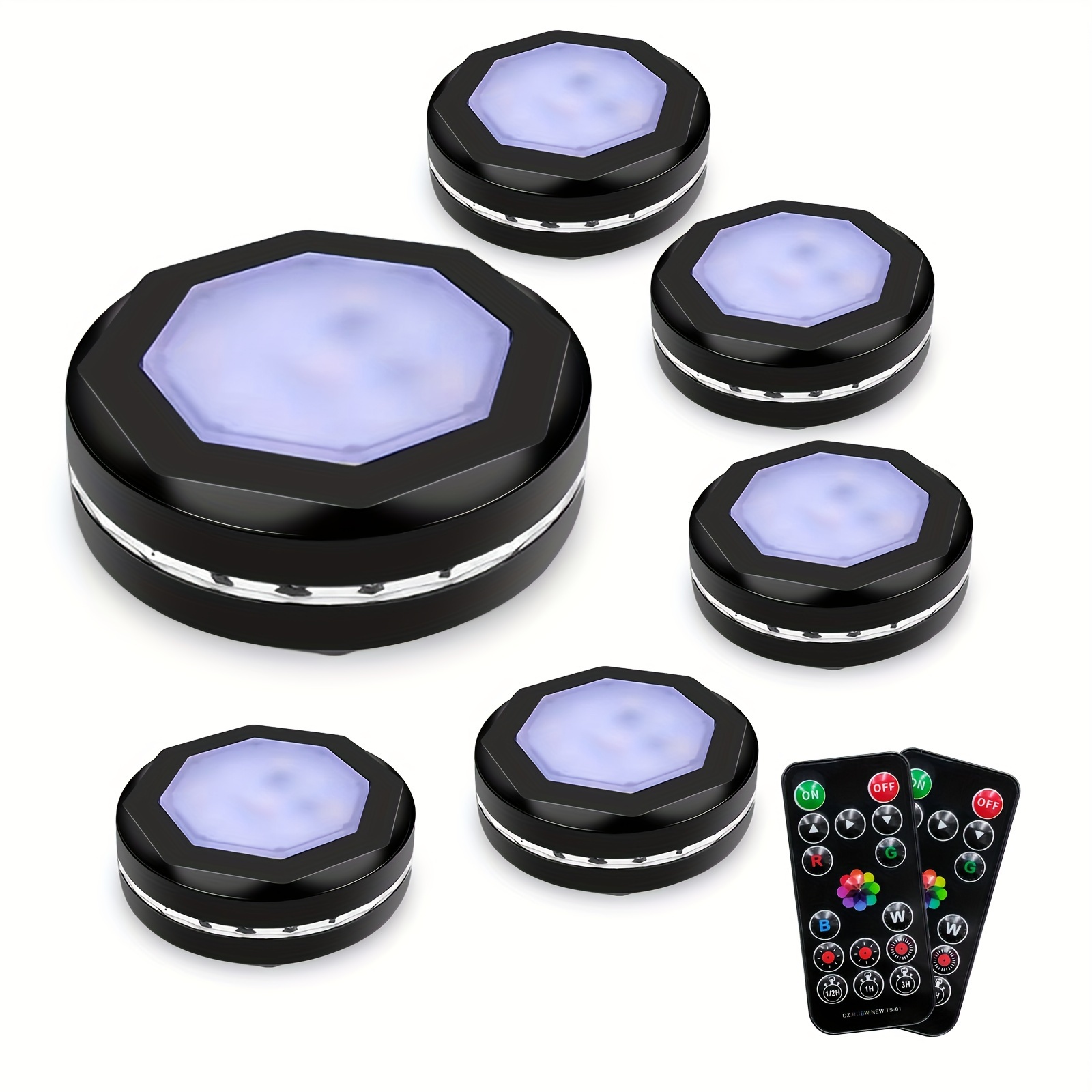 6pcs Luces Led Disco Batería Aaa 2 Controles Remotos Diseño - Temu