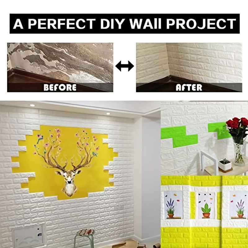 12pcs DIY 3D Wall Sticker Soft Brick Wallpaper Self Adhesive Waterproof