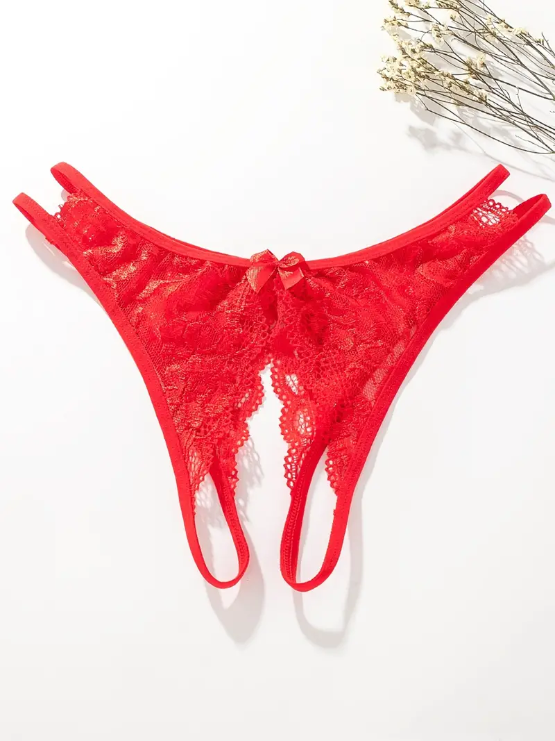 Floral Lace Mesh Thongs Hollow Open Crotch Panties Women's - Temu Austria