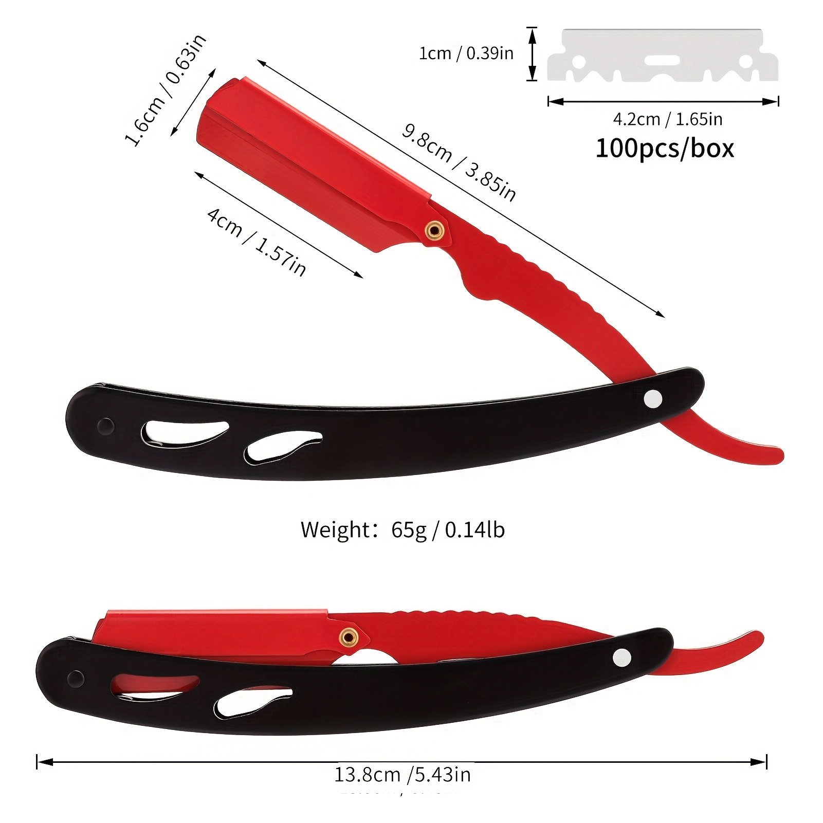 Navaja de afeitar para barbero profesional de acero inoxidable borde recto  Negro