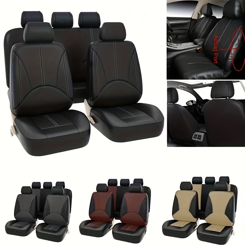  OUTOS - Fundas de piel de lujo para asiento de auto, juego  completo de 5 plazas, ajuste universal : Automotriz
