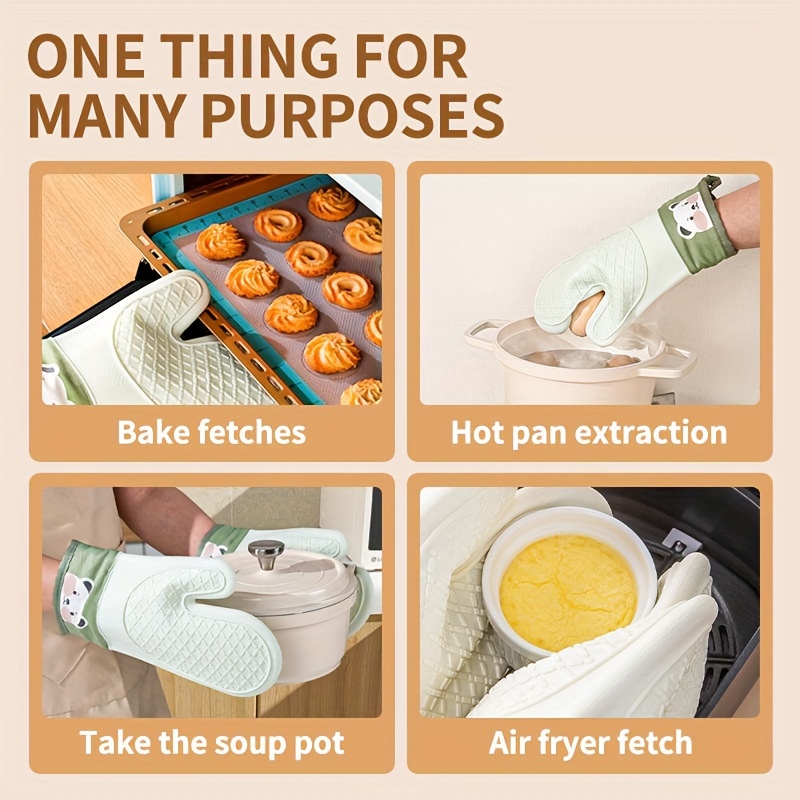 1 Hand Bake Silicone Gloves Microwave Oven Baking Gloves Kitchen Anti-scald  Anti-slip Silicone BBQ Oven Pot Holder Cooking Glove