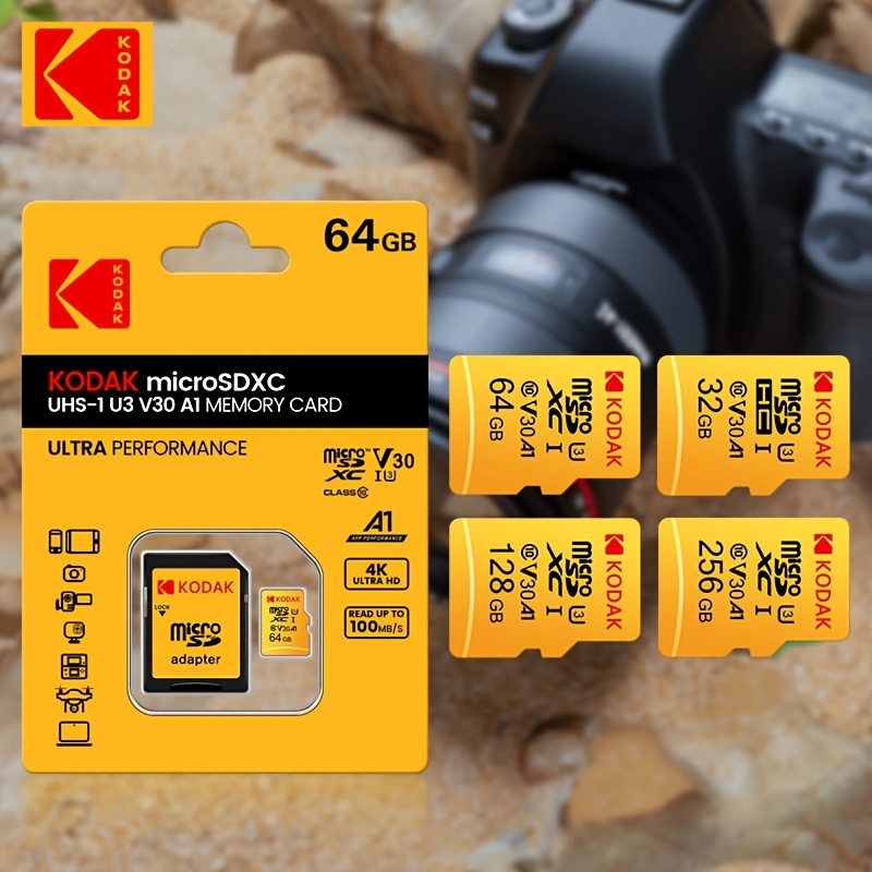 Kodak - Carte Micro SD 256 Go UHS-I U3 V30 A1 microSDHC/XC - Carte Mémoire  Micro SD - Vitesse de Lecture 95MB/s Max - Vitesse d'Écriture 85MB/s Max 