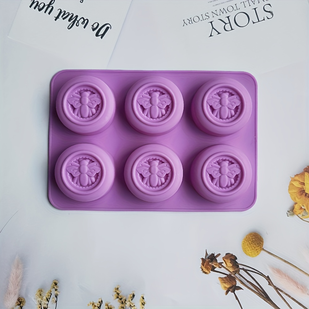 1pc 3d Handmade 4- Silicone Round Bee Creative Soap Making Mold Aromatherapy Wax Sheet Tool Diy Handmade