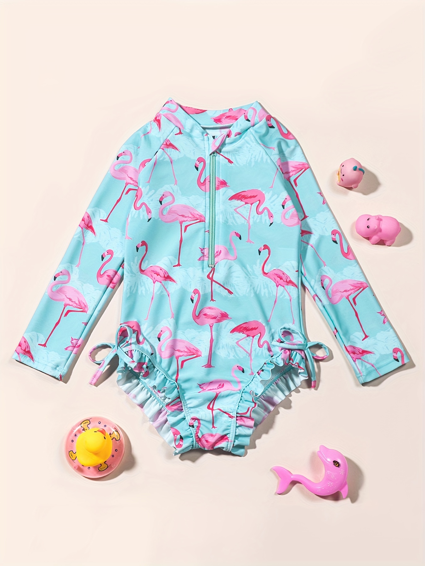 Toddler Girls Cute Flamingo Graphic Cut Ruffle Trim One - Temu Canada