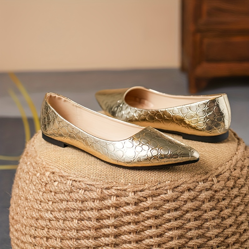 Ladies gold clearance flat shoes