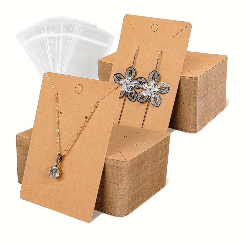 50pcs 15*10cm Kraft Necklace Cards+50pcs OPP Bags, Big Necklace