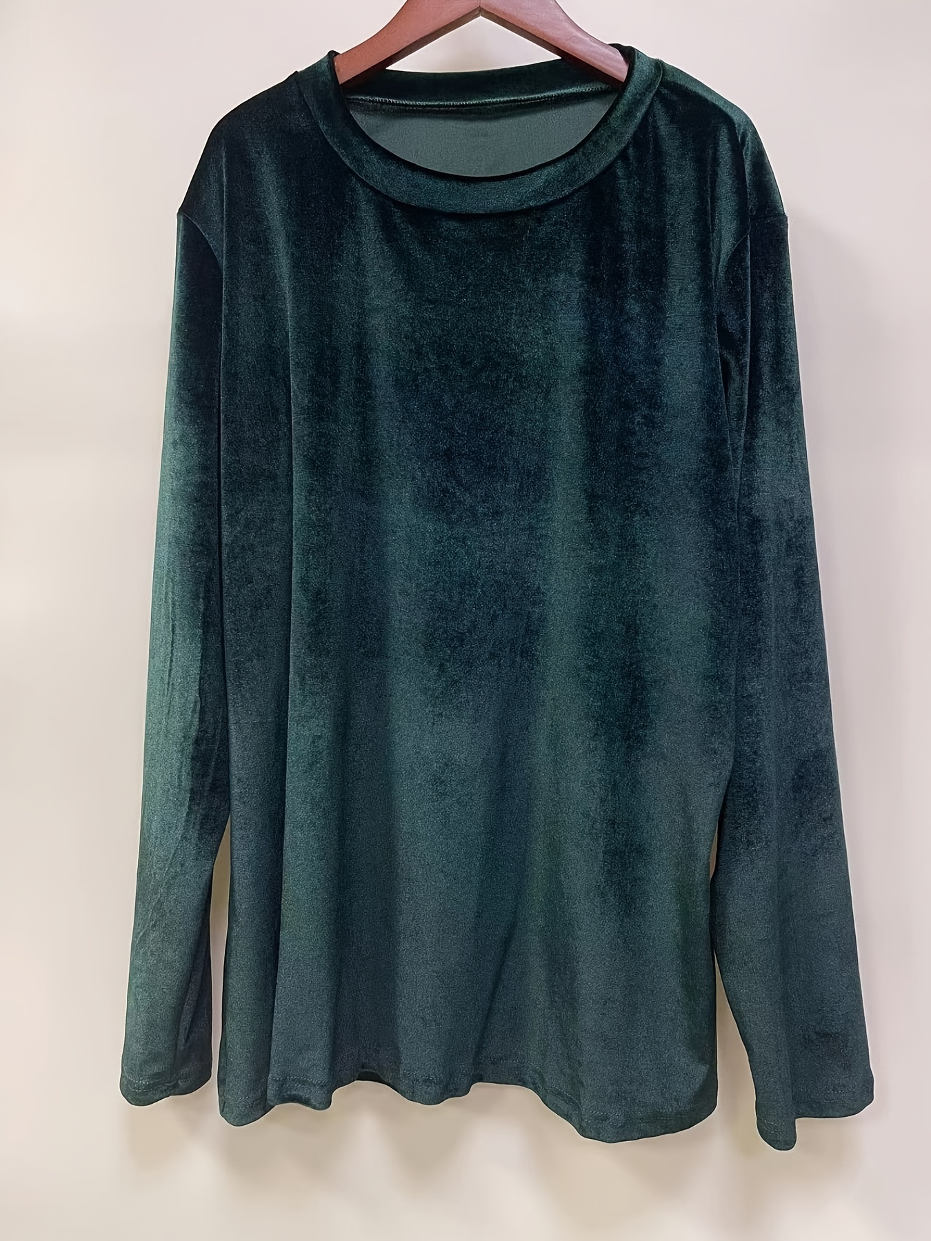 Dark Green Crew Neck Long Sleeve Casual Tunic outlets