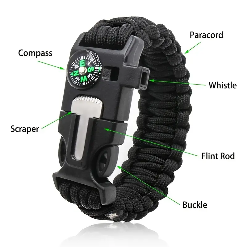 5 in 1 Tactical Survival Bracelet with Paracord Rope For Camping