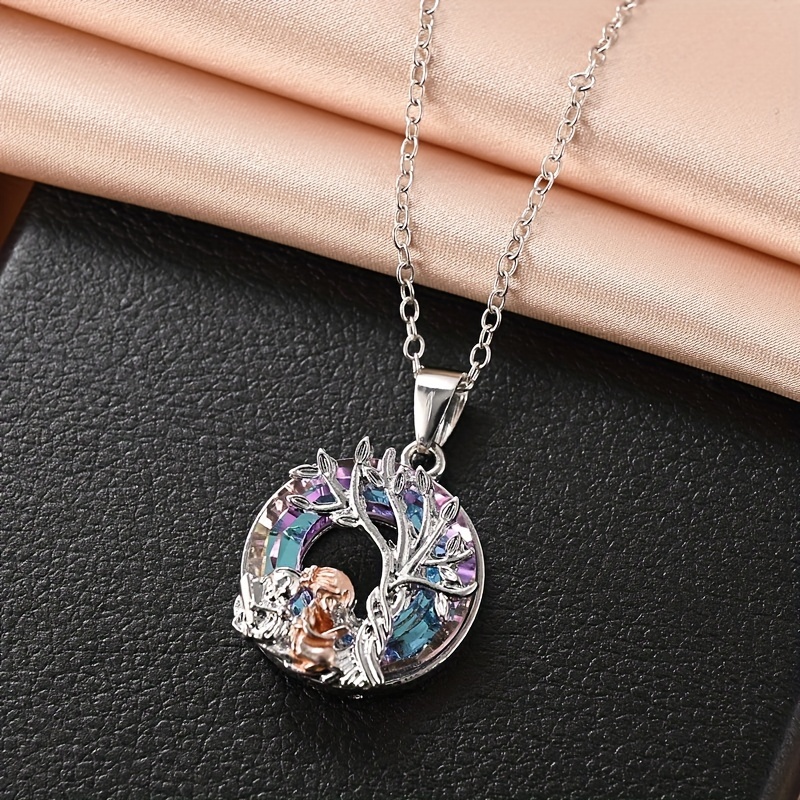 Cat Branch Crystal Pendant Necklace For Men
