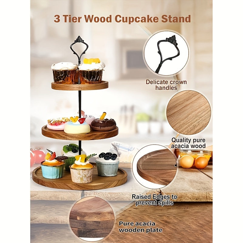 1pc Supporto Cupcake In Legno Grande Vassoio A 3 Livelli - Temu Italy