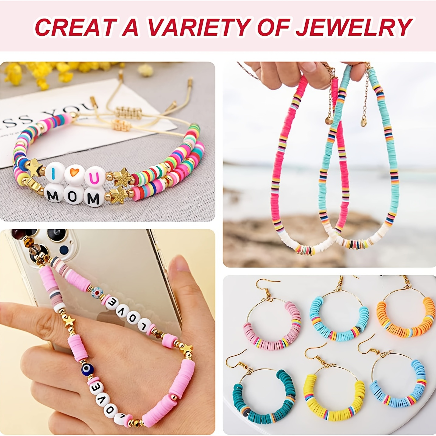 42 Colors Clay Beads For Bracelet Making With Letter Happy - Temu