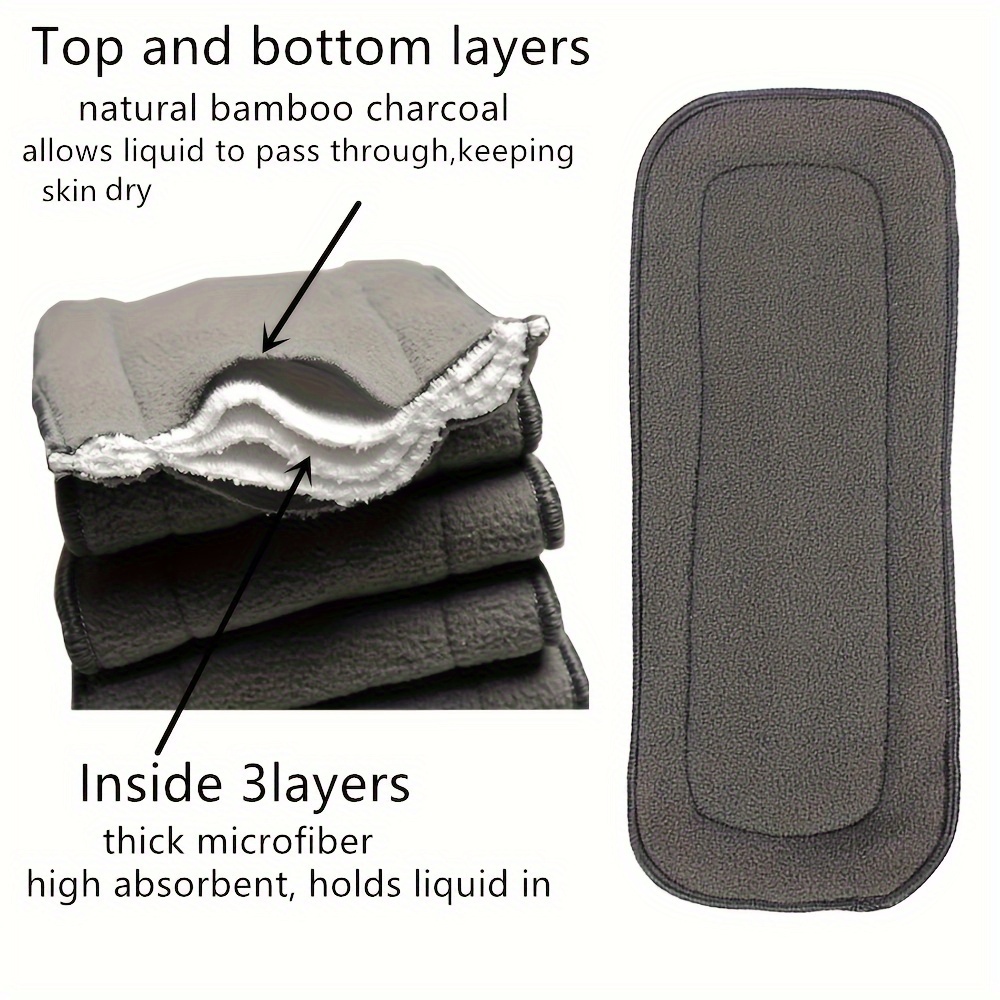 2pcs 5 layer bamboo charcoal inserts for cloth diaper details 2