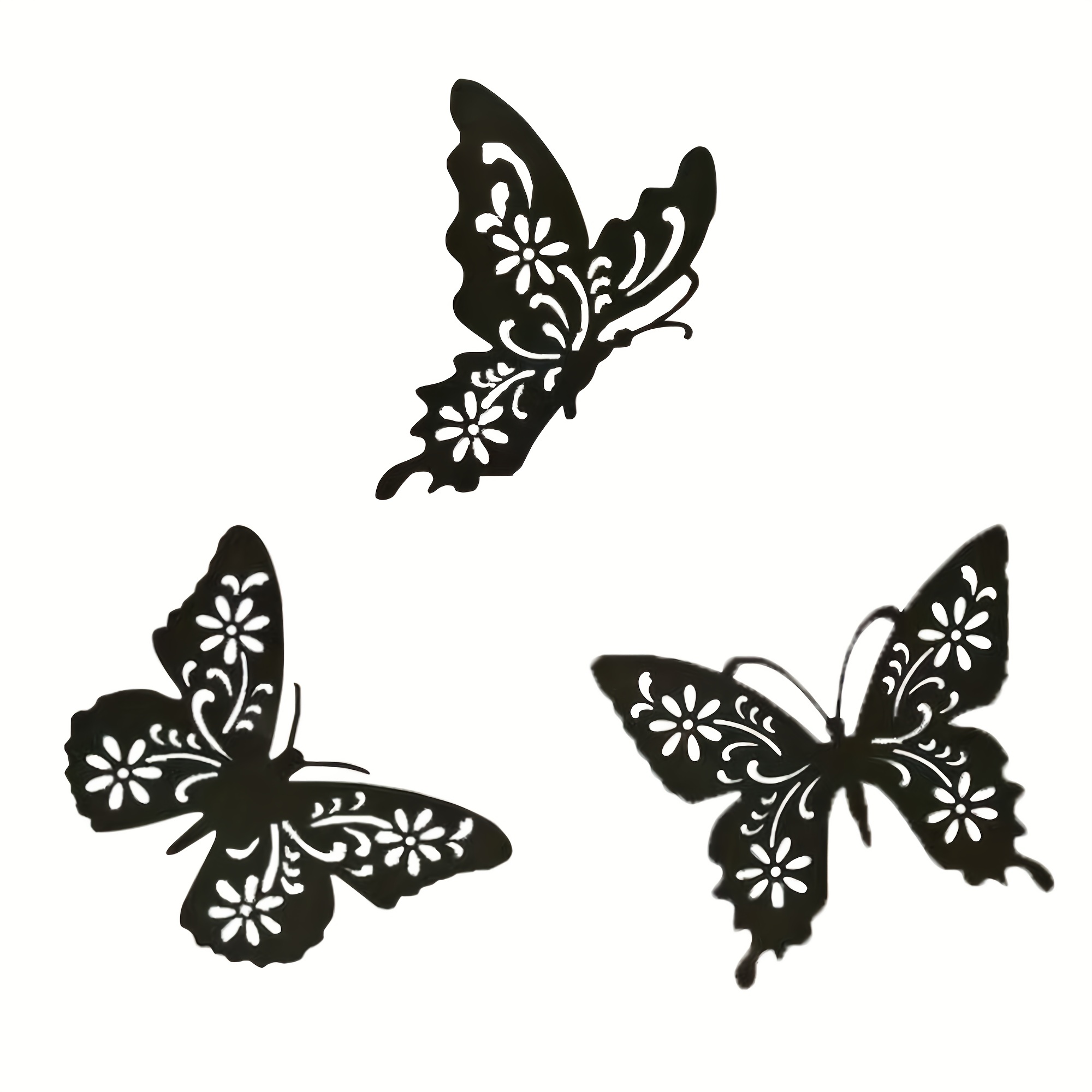 

3pcs/pack, Exquisite Wall Sculpture Art Decor, Black Butterfly Wall Sculpture Metal Butterfly Wall Silhouette Free Combination Of 3 Butterflies For Indoor Garden Decoration Unique Gifts