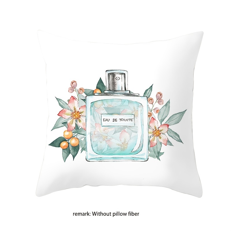 Perfume Bottle Watercolor Painting With Black and White Flowers
