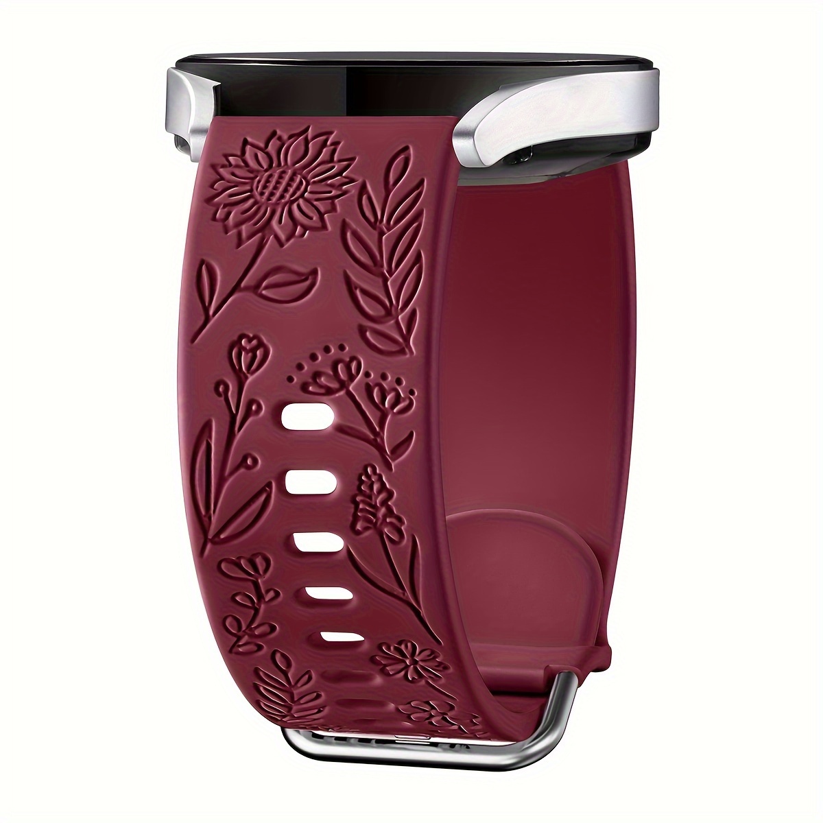 Women Men Floral Laser Engraved Silicone Strap 20mm For Galaxy Watch 4/watch 4 Classic 46mm 42mm/active 2 Band 40mm 44mm/watch 3 41mm