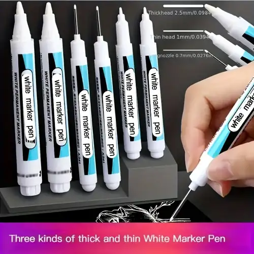 1/3/5 Pcs White Marker Pens 2.0mm Oily Waterproof White Gel Pen DIY  Graffiti Sketching Markers Stationery Wrting School Supplies