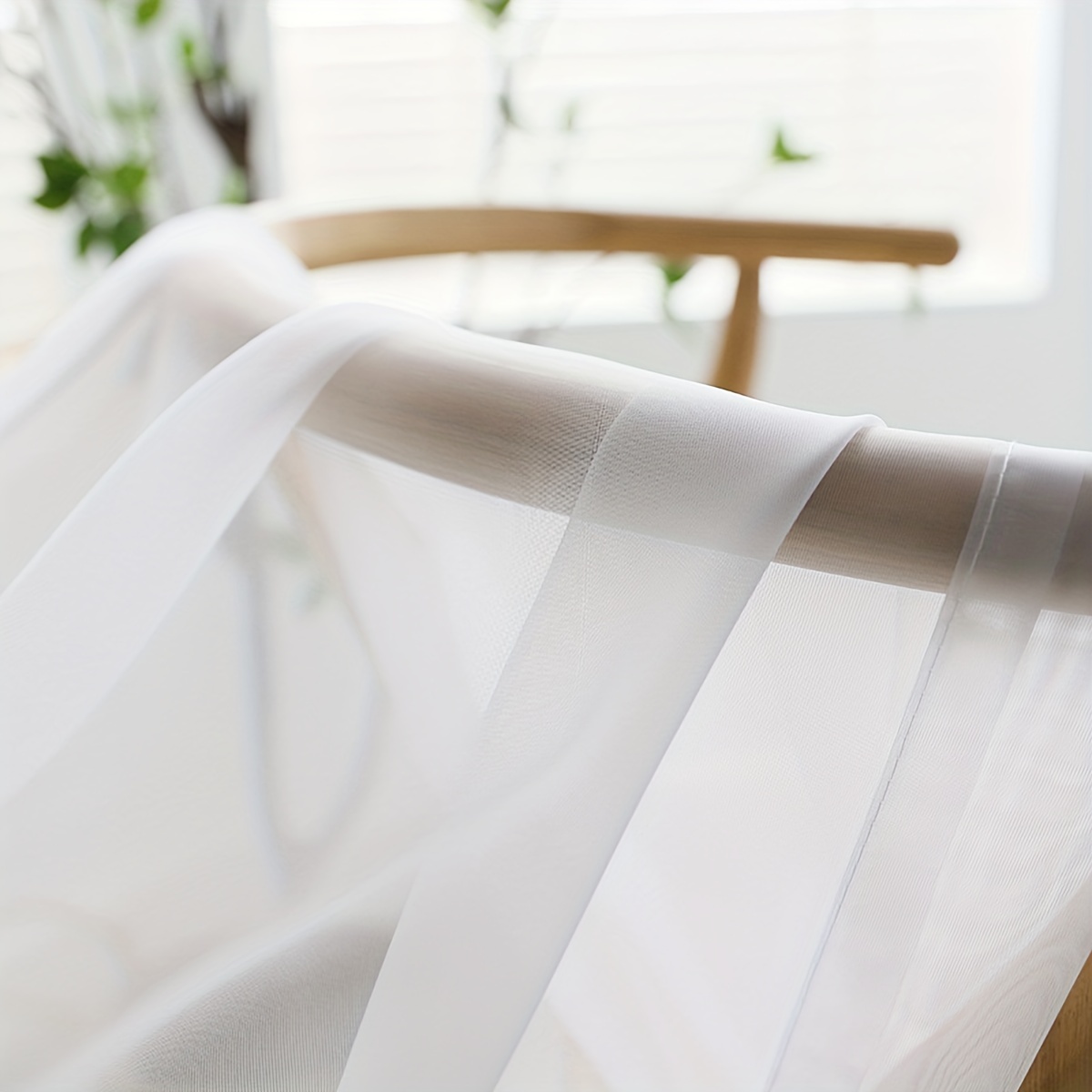Translucent Sheer Curtain with Rod Pocket for Home Decor
