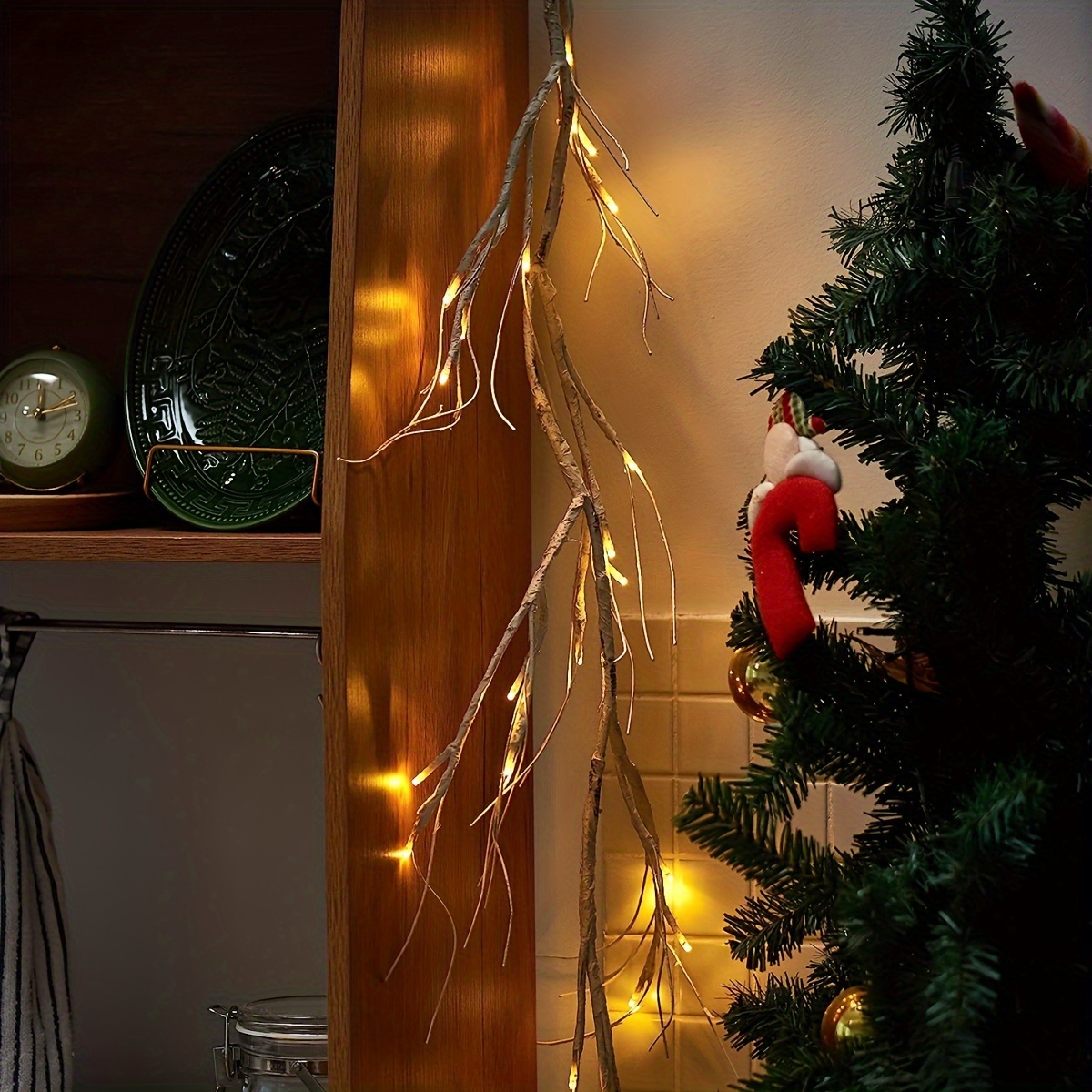 Lighted Garland With Birch Twigs Usb Plug Birch - Temu