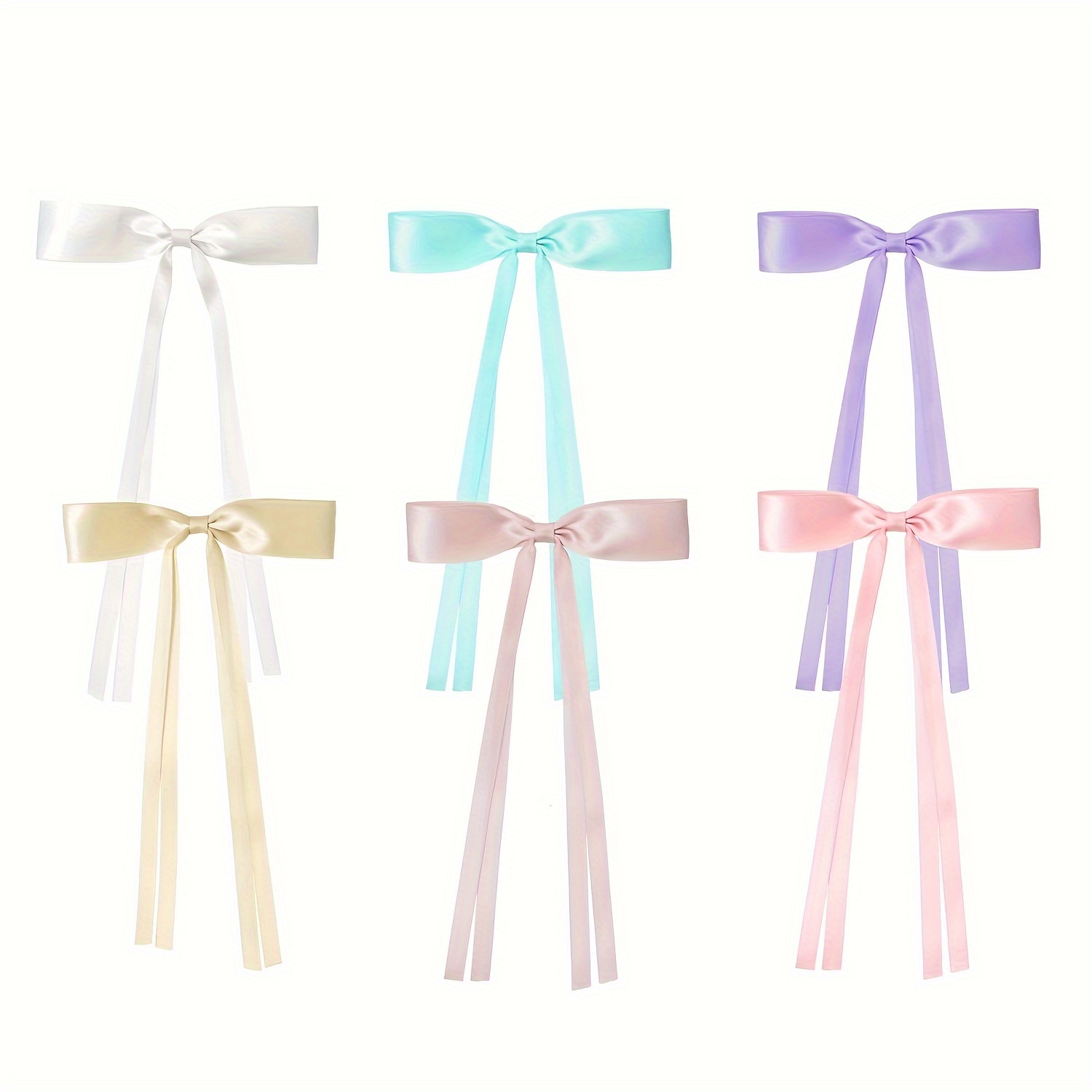 Temu Bow Streamer Side Clips Set Elegant Long Ribbon Bow Hair Pins, Hair Clips, Bobby Pins Back Head Top Clips Half Tied Hair, Christmas Gifts