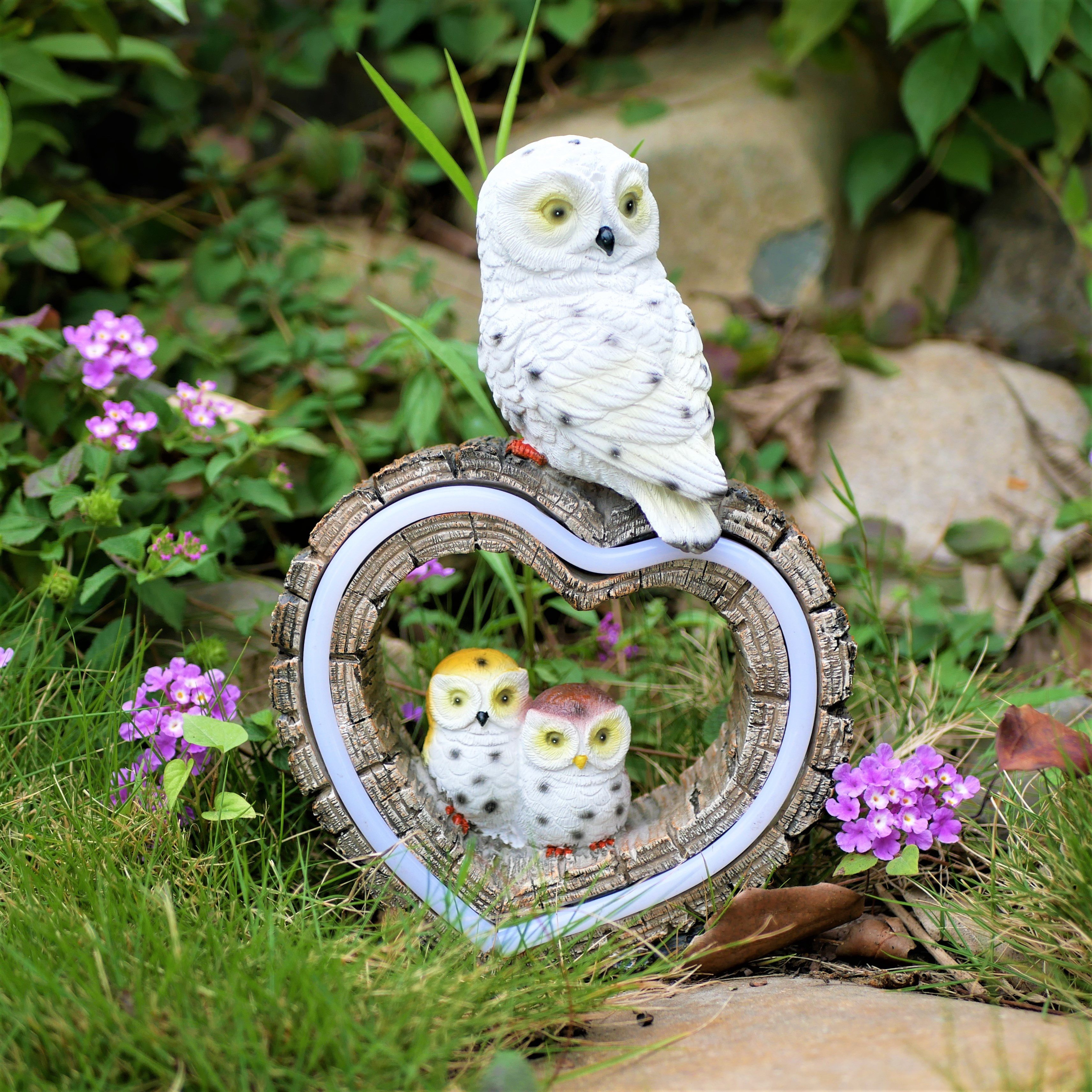 Solar Resin Owl Love Decorative Light Animal Garden - Temu
