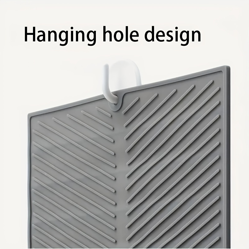  Silicone Dish Drying Mat - Drain Hole, Non-Slip, Heat