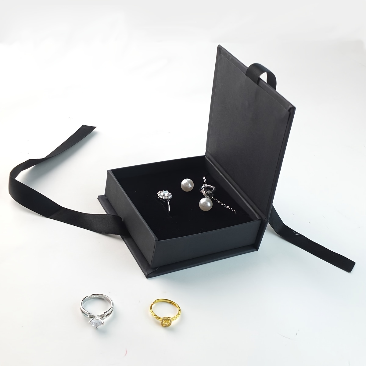 Black White Cardboard Gift Boxes Pendant Bracelet Necklace Box Rings  Earrings Jewelry Packing Box for Valentine's