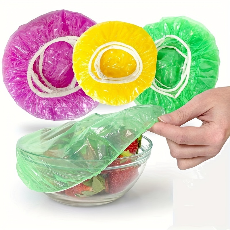 100 Reusable Elastic Food Storage Covers, Stretchable Plastic Wrap Bowl  Covers with Elastic Edging, Covers for Storage Containers for Bowl Dish  Plate