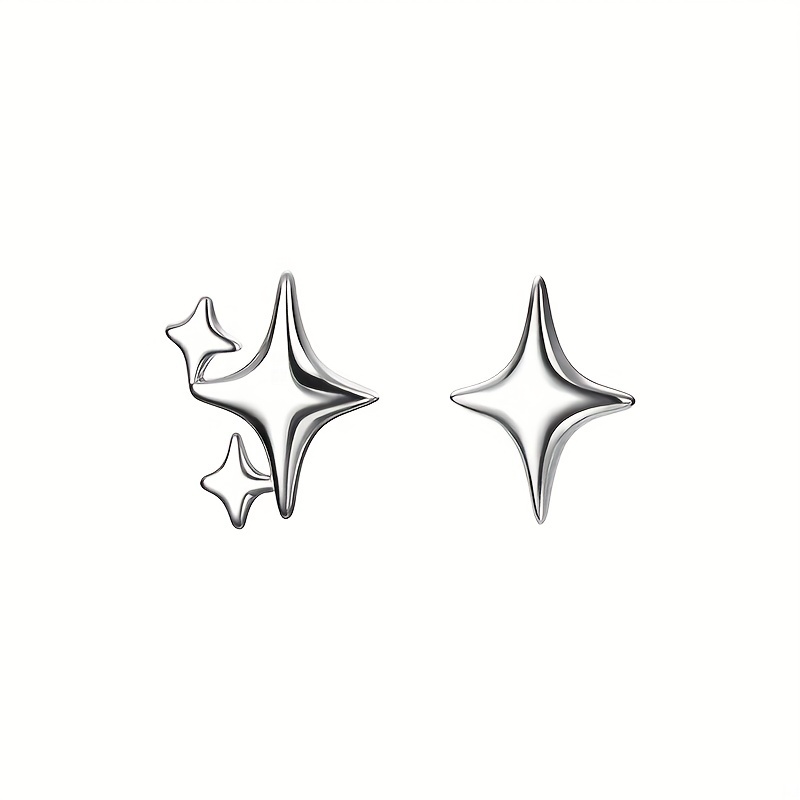 Men's Four Pointed Star Stud Earrings