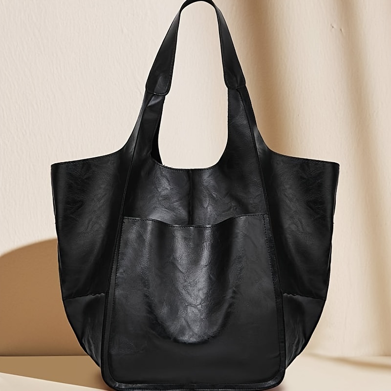 Simple black sales leather tote