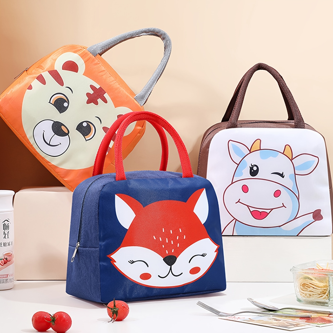 Cartoon Thickened Lunch Bag, Handle Design Lunch Box Bag, Bento Bag - Temu