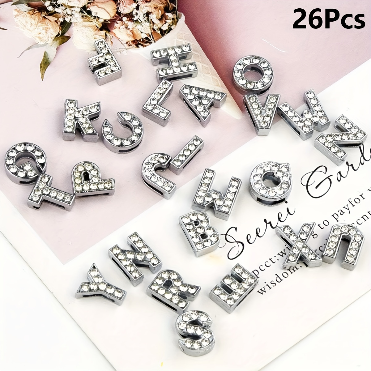 8mm silver Russian letters jewellery making materials slider