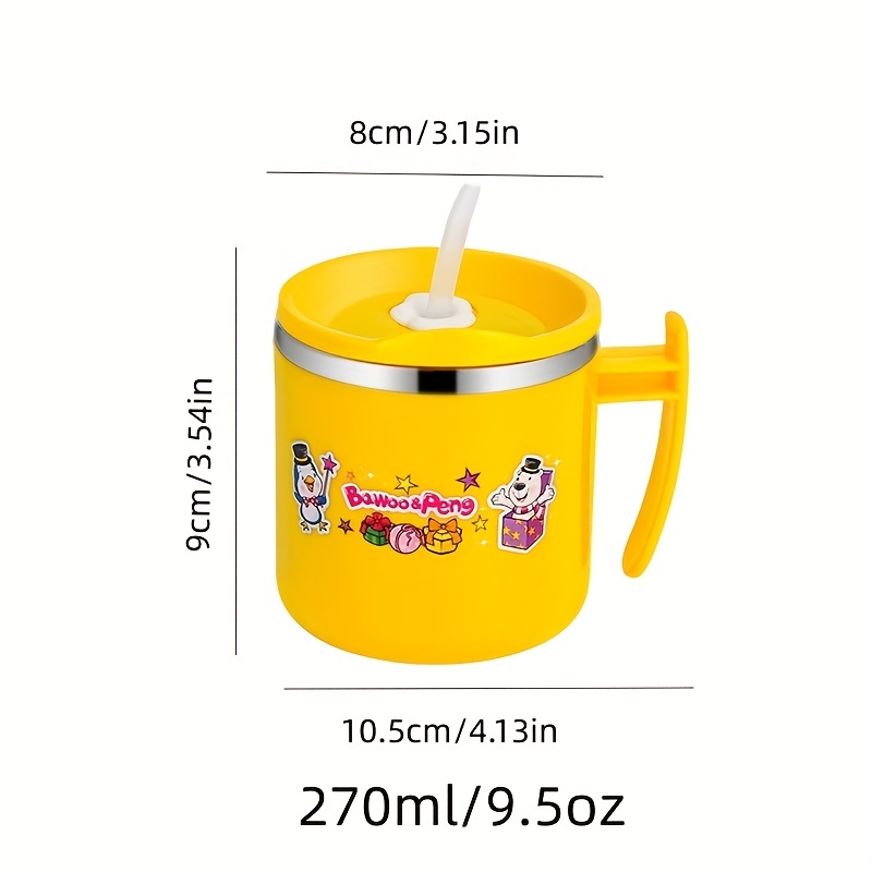 304 Stainless Steel Straw Cup: Kids' Milk Cup With Anti-fall Protection &  Measurement Scale - Temu