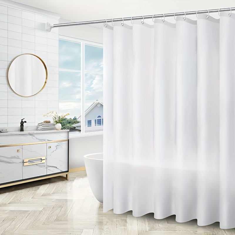 Plain PEVA Shower Curtains Waterproof Bathroom Curtain with Ring Hooks  180x180cm