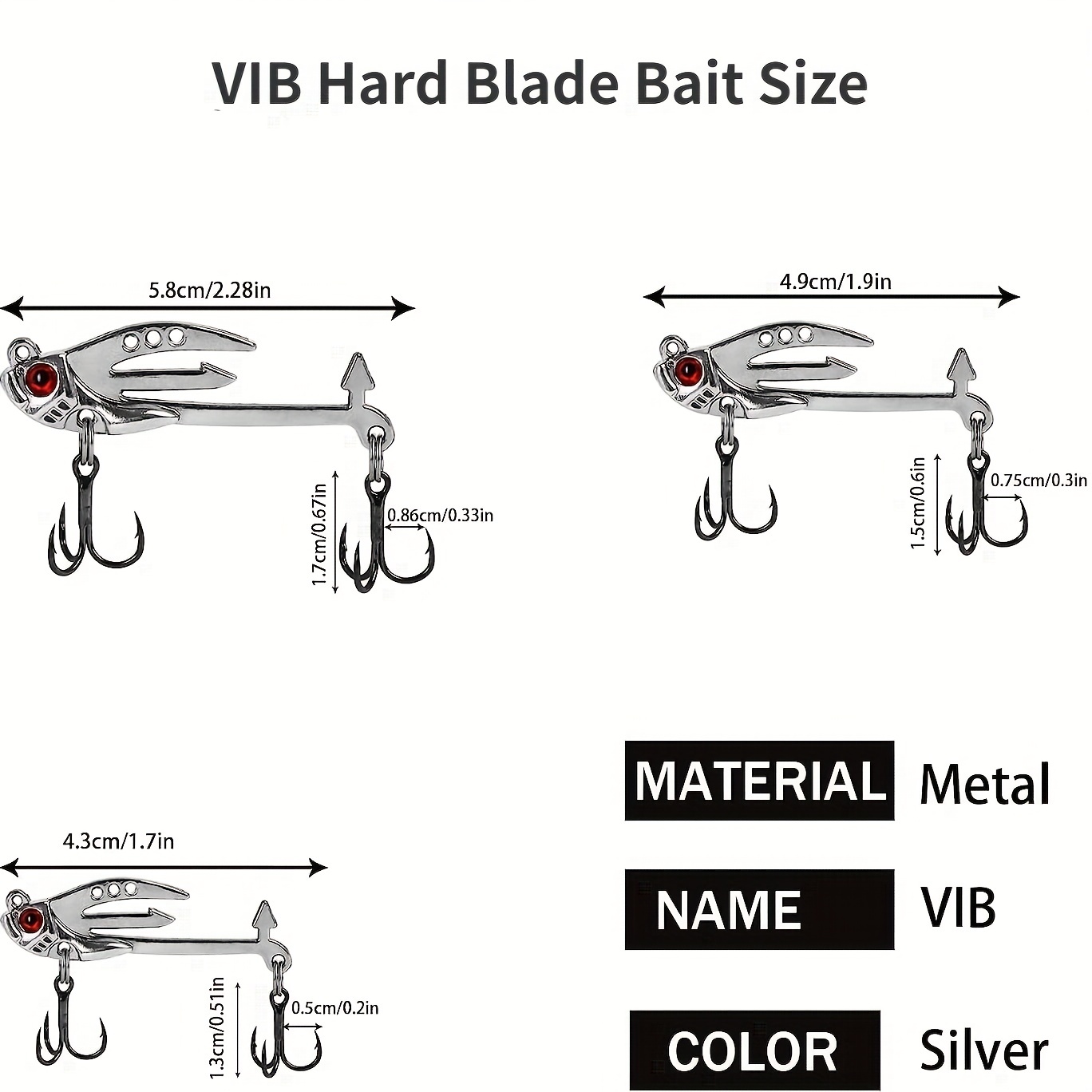 Blade Baits for Fishing Metal VIB Lipless Blade Spoon Lures Hard DIY  Fishing Baits and Bass Fishing Kit for Long Casting Great for Trout Walleye  Crappie: Buy Online at Best Price in