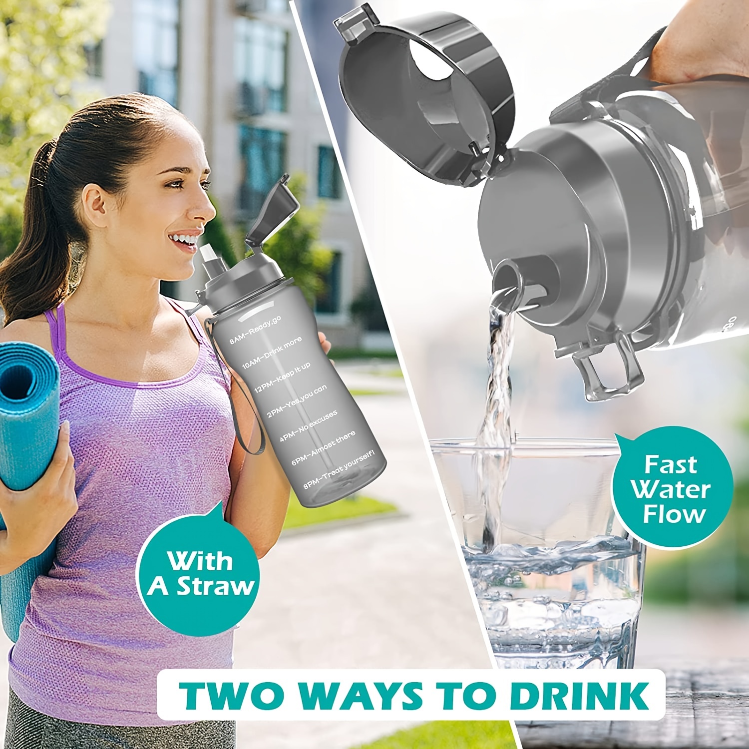 Half Gallon Large Capacity Water Bottle With Handle - Temu