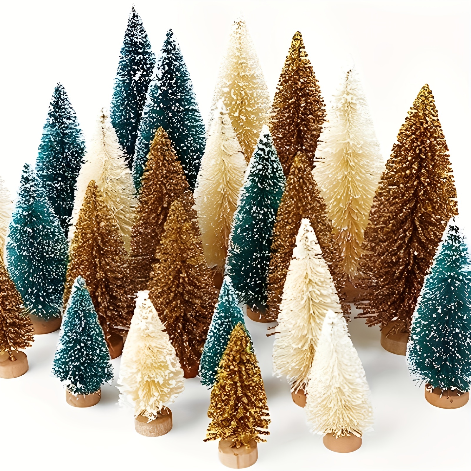 Árvore de Natal pequena, mini árvore de Natal, mini pinheiro, com base de  madeira para decoração de mesa