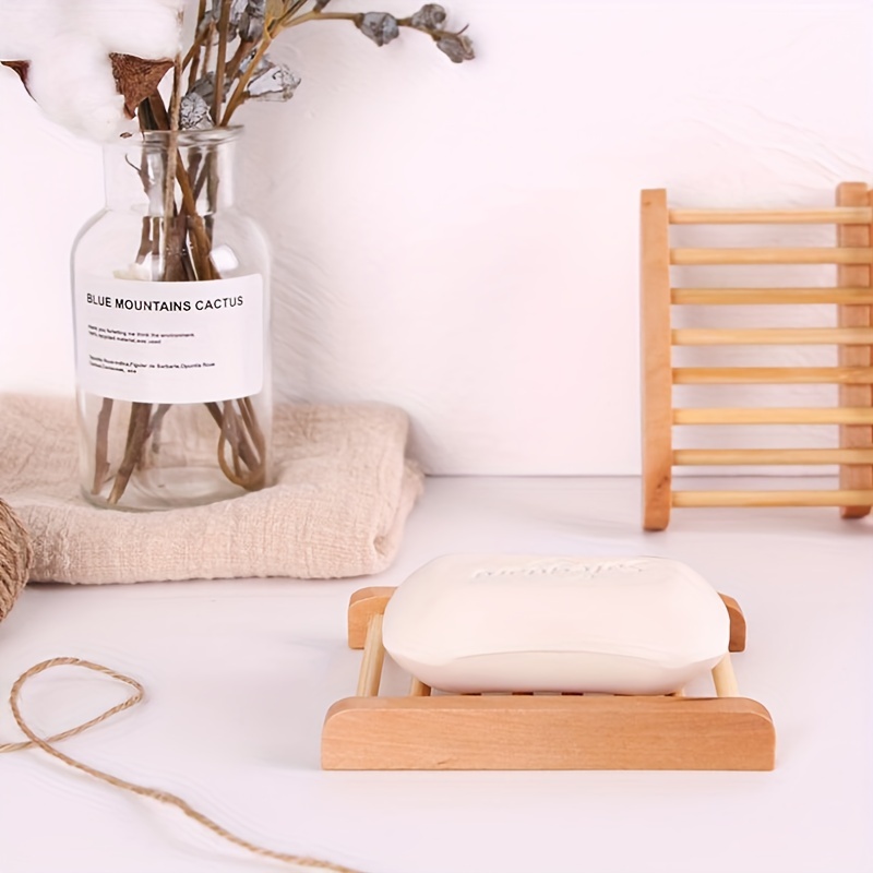 Accesorios de baño Bambú Soporte de jabón de madera Plato de jabón
