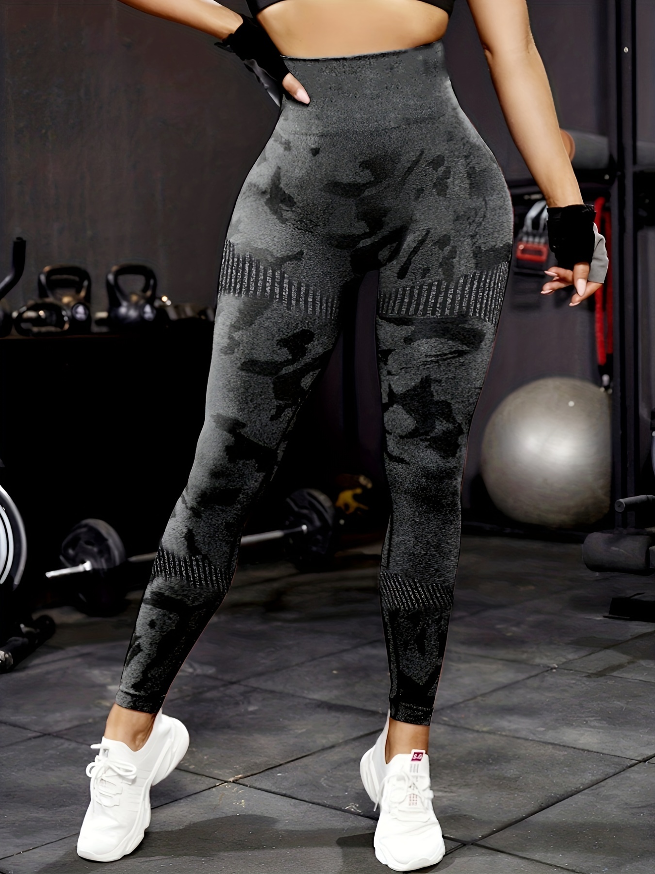 Camo Print Yoga Pants Fashion Sports Leggings Medium Stretch - Temu