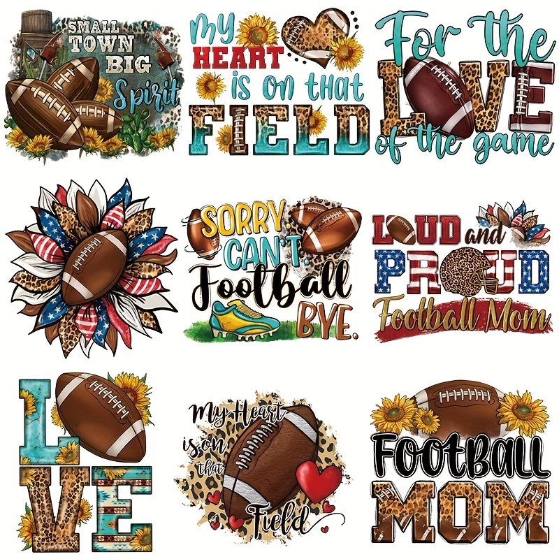 4Pcs Rugby Iron on Patches for Clothing American Football Iron on Transfers  Rugby Football Helmet Love Heart Iron On Decals for Clothes T-Shirts Jeans