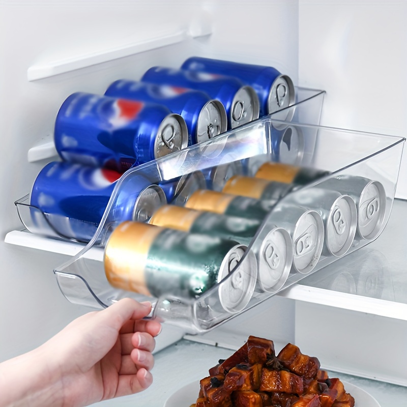 2pcs Dispensador De Latas De Bebida Organizador Para Refrigerador,  Contenedor De Almacenamiento De Latas De Refresco De Plástico Transparente  Para Ref