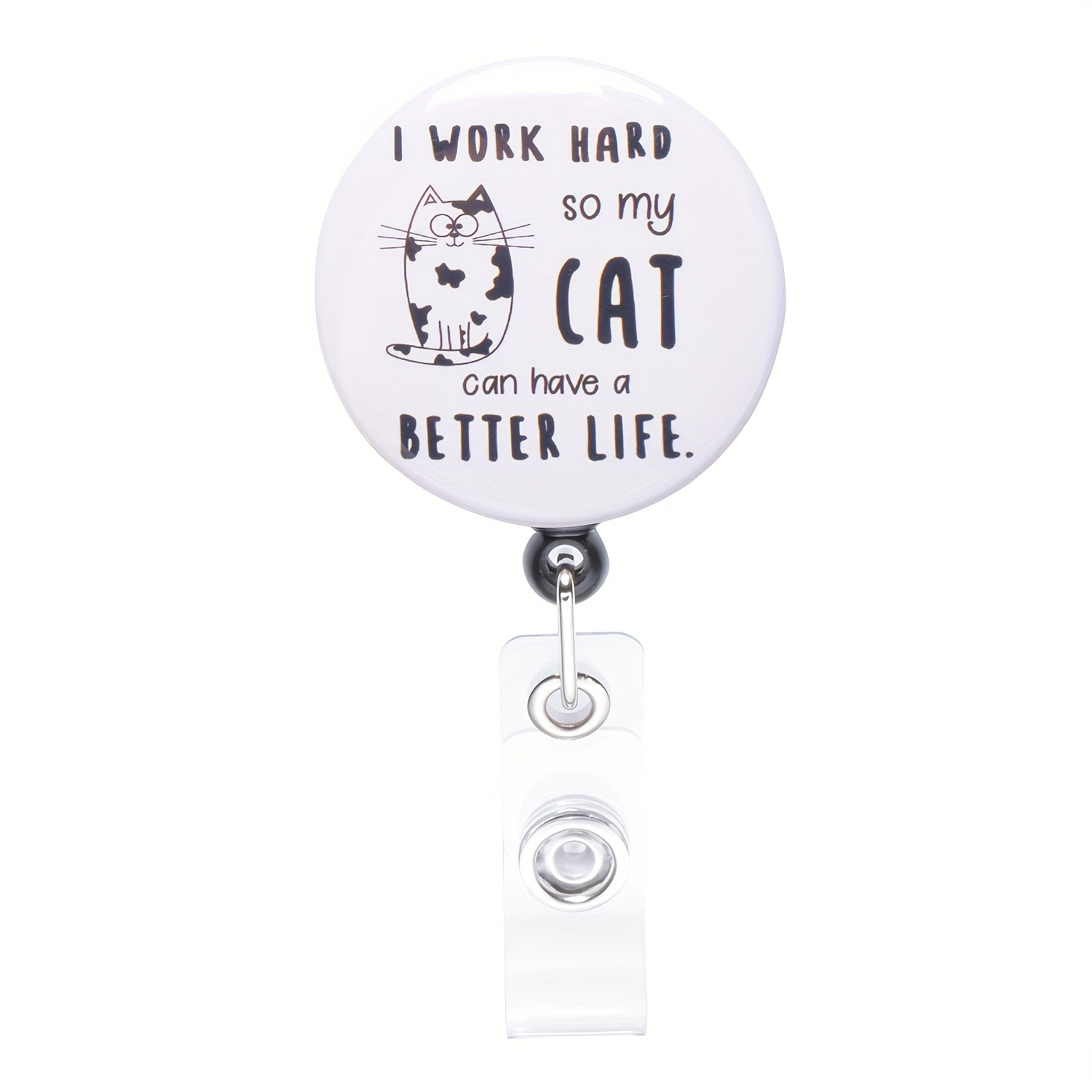 1pc Retractable Nurse Badge Reels Novelty Nervous Cat It's Fine I'm Fine  Everything's Fine Cute Badge Holder