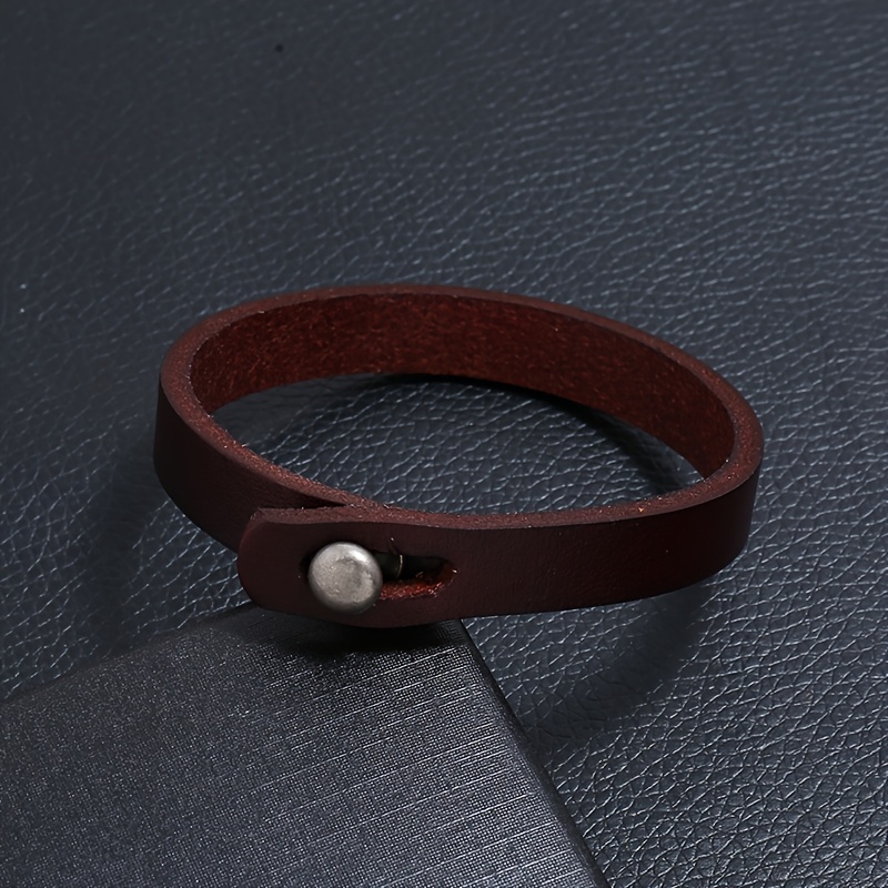 Minimalistic Leather Bracelet Brown Bangle for Men