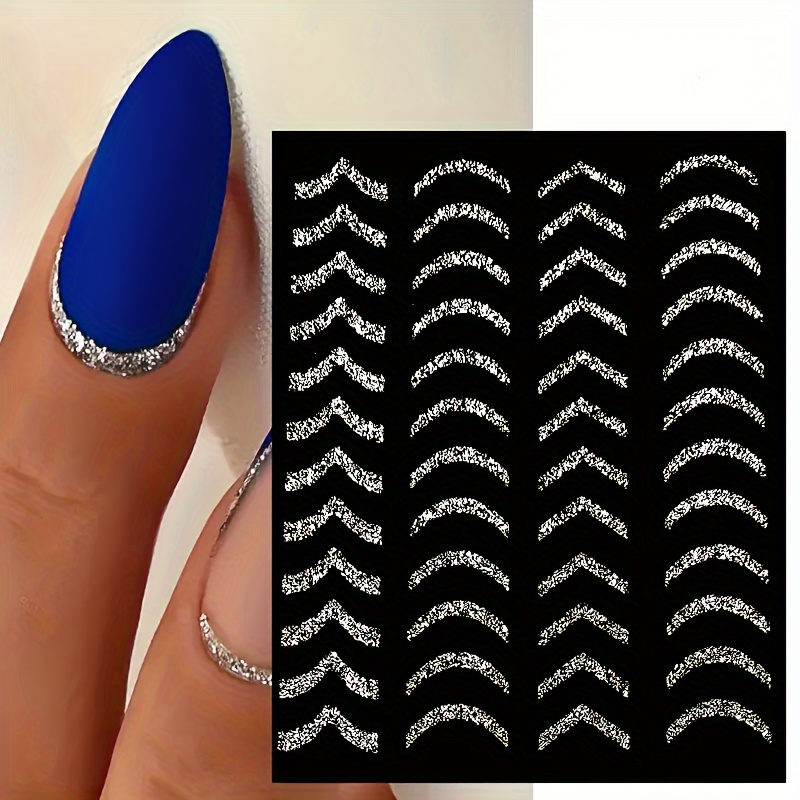 

Flash Silvery Nail Sticker French Embossed Nail Sticker Nail Decoration