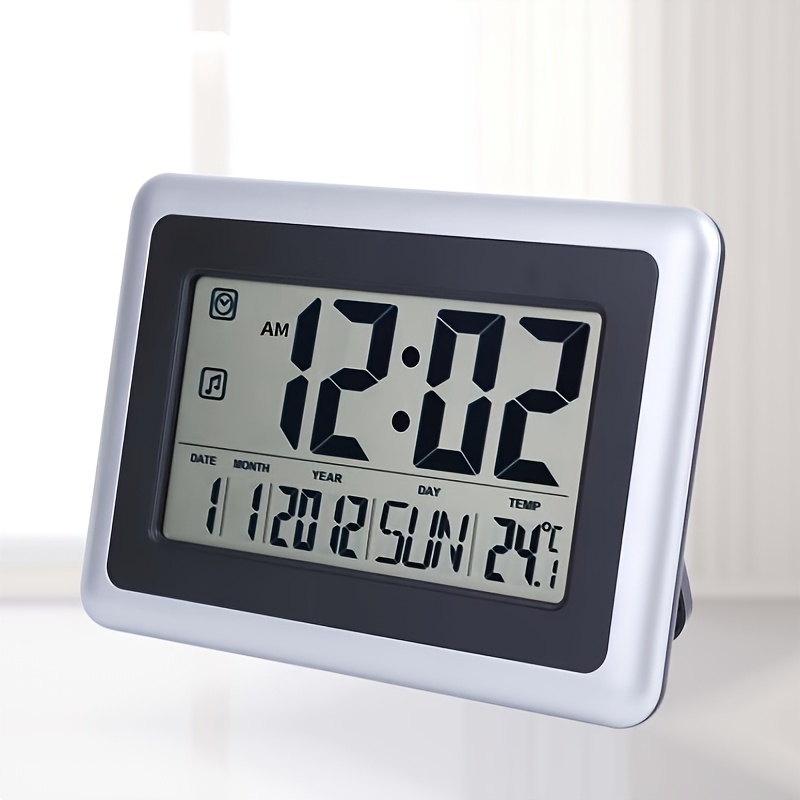  Reloj despertador digital con pilas, reloj digital LCD de  madera con sensor inteligente de luz nocturna, detección de temperatura,  función de repetición para dormitorio, mesita de noche, escritorio : Hogar y