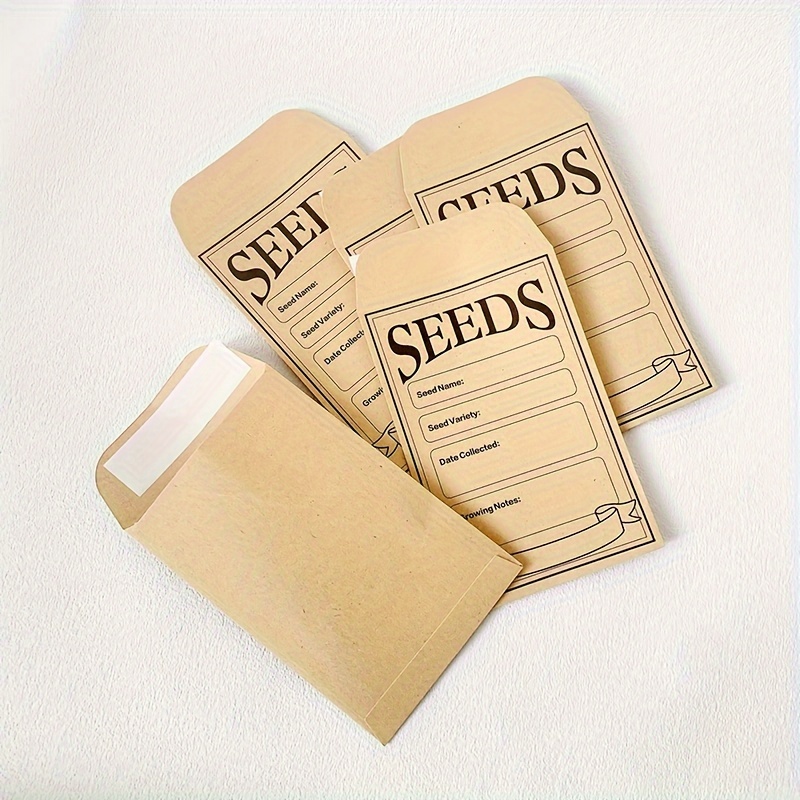 100 Pcs Seed Envelopes Resealable Self Sealing Seed Envelope Seed Packets  3.15 x 4.72 Inch Seed Saving Envelopes with Preprinted Seed Collecting