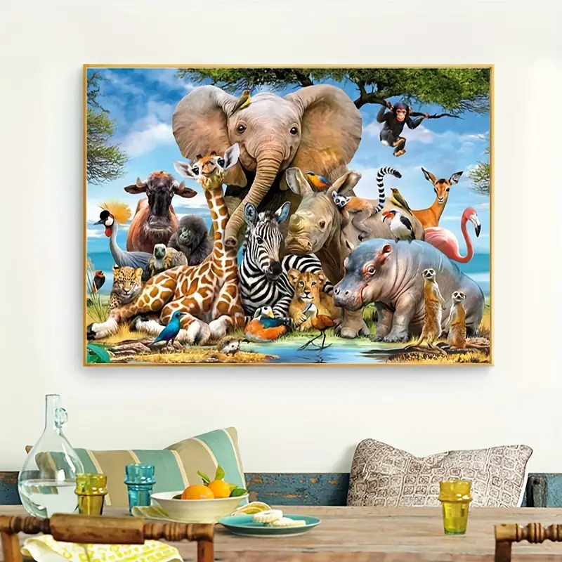 11.8x15.7 Inch 5D Diamond Painting, Animal House Elephant Giraffe, DIY Full  Diamond Painting, Embroidery Kit, Handmade Wall Decor